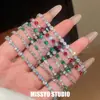 ¡Historia de Flores Azul Marino! Pulsera de Flor de Circonita para Mujer, Lujo Ligero, Sensación de Alta Gama, Accesorio de Mano Elegante y Versátil al por Mayor