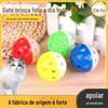 Bola de cor dupla 4,3cm bola grande oca brinquedo para gato de estimação bola de plástico bola engraçada interativa som sino bola