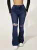 Pantalones Vaqueros Rectos para Mujer Estilo Europeo y Americano con Agujeros, Color Sólido, Versátiles, Sencillos, Elegantes, Jeans Talla Grande