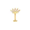 Aretes Perforados de Acero de Titanio Verticales para Agujeros de Oreja Aretes de Hélice de Acero Inoxidable con Circonita Joyería para Piercings Aretes de Flor para Labio con Rosca Externa