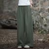 26 Ropa de Otoño de Algodón y Lino para Mujer Estilo Artístico Retro Pantalones Anchos Casuales Lavados con Arena de Ramio Pantalones Anchos Versátiles de Lino para Mujer