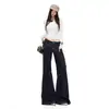 Naranja Juvenil # Jeans acampanados de tiro bajo, elegantes y chic para mujer, corte holgado, diseño adelgazante, pantalones versátiles y modernos de largo hasta el suelo