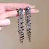 Brincos Exagerados Europeus e Americanos Moda Feminina Corrente de Lantejoulas Metálicas Franja Brincos Longos Estilo Festa Distintivo Fino Gota de Orelha