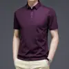 Polo de Seda de Hielo Dagging Sin Rastro 2024 para Hombre Verano Cuello Solapa Camiseta Joven y de Mediana Edad Elástica Casual Manga Corta