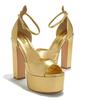 Sandálias Femininas Verão 2026 Novo Estilo Comércio Exterior Bico Redondo Impermeáveis Plataforma Salto Bloco Salto Ultra Alto Vazadas Peep-Toe Passarela Tamanho Grande