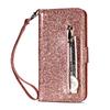Funda protectora con cremallera para Huawei P20 LITE 2019 Y6Y7, funda de piel con purpurina y polvo brillante.