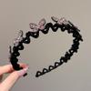 Temperamento infantil Strass Borboleta Onda Faixa de cabelo 2024 Novas meninas High Cranial Top Não Forrado Cabeça Reunindo Headband Acessórios para o cabelo