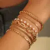 Popular Joyería Transfronteriza Set de 6 Pulseras para Mujer Diseño Plano de Cuentas Trenzadas Personalizado Creativo Estilo Versátil Joyería para la Mano