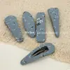 Pinza para el pelo floral geométrica de imitación de mezclilla vintage, clip BB con estampado de nicho, clip para flequillo lateral, pasador elegante