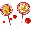 Cartão para Bolo de Acrílico Xiangyun Fuzi Cartão Shouzi de Acrílico Camada Dupla Garfo de Confeitaria Flor de Ameixa Garça