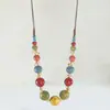 Collar Redondo de Cerámica con Cuentas de Colores Estilo Étnico para Mujer, Cadena Tejida para Clavícula, Diseño de Nicho, Cadena Retro para Suéter