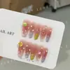 Uñas postizas ponibles con un toque de alta gama, con diseños temáticos de frutas como sandía y patrones de ojo de gato, diseñadas para iluminar el cutis, inspiradas en la dopamina, lindas y hechas a mano.