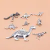 Set de 8 Colgantes y Accesorios de Dinosaurio de Plata Antigua, 8 Estilos, 1 de Cada Uno, aproximadamente 20 g por Set