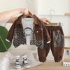 Ropa de Manga Larga para Niños Primavera y Otoño 2025 Patrón de Olas Bolsillo de Trabajo Retazos Atuendo Elegante para Niños Conjunto de Tres Piezas para Bebé Venta al por Mayor