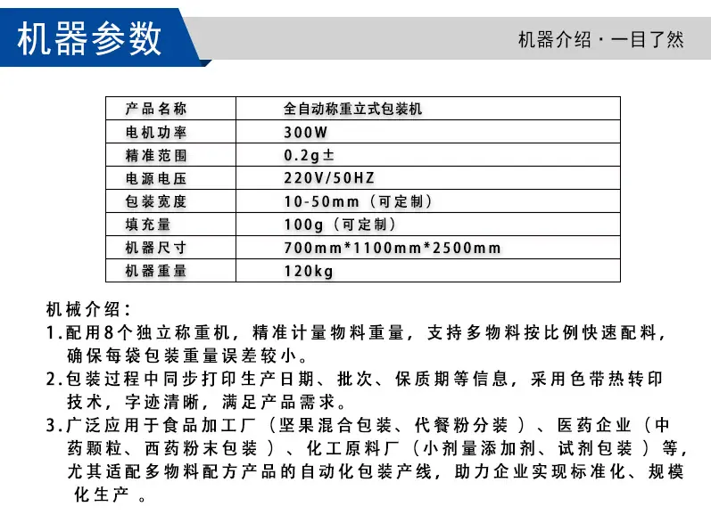2025-7-26 全自动八秤重立式包装机