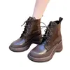 ¡Súper cómodo de llevar! Estos elegantes zapatos de cuero con cordones y suela de plataforma son perfectos para mujeres bajitas.. Nueva colección otoño 2026, botines casuales de piel suave