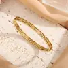 Pulseira de Titânio com Padrão da Grande Muralha, Novo Estilo Europeu e Americano, Banho de Ouro 18K, Simples, Fashion, Versátil e Não Desbota