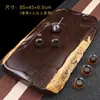 Bandeja de Chá de Ébano Feita de uma Peça Inteira de Madeira, Finamente Esculpida, Bandeja de Chá Espessa de Madeira Sólida com Drenagem, Bandeja de Chá Estilo Chinês, Suporte para Chá, Conjunto de Chá para Uso Doméstico