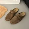 Mules de hebilla retro, mocasines sin cordones, pantuflas fáciles de usar, estilo old-money, con tacón oculto, mules para mujer