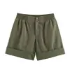 Moda feminina europeia e americana transfronteiriça AliExpress item mais vendido shorts casuais estilosos e sexy com bainha dobrada