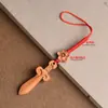Collar con colgante de espada de madera de durazno hecho a mano original, cadena para teléfono, llavero, adecuado para niños y niñas para llevar como accesorio