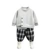 Conjunto de Pantalones a Cuadros y Sudadera para Niños de Otoño, Atuendo Elegante y Moderno de Dos Piezas para Niños Pequeños y Niños Pequeños, Ropa Infantil de Comercio Exterior