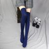 Calcetines Largos de Rayas Verticales Estilo Japonés para Mujer, de Punto, por Encima de la Rodilla, Estilo Coreano, Felpa, Cálidos, Color Puro