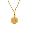 Nuevo collar de brújula de circón chapado en oro antiguo estilo chino para mujer, colgante redondo de calabaza de imitación de oro vintage, joyería de alta calidad de Yiwu