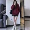 Sudadera con cremallera de estilo americano, peso pesado, color beige claro para otoño e invierno, chaqueta retro para mujer, forrada de polar y engrosada, corte holgado para primavera y otoño