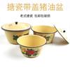 Cuenco de esmalte nostálgico de la vieja escuela con tapa, tazón para fideos instantáneos, ensalada de frutas, cuenco de hierro y porcelana, maceta roja, tazón para leche de soja