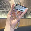 Cadena de Cristal con Cuentas Hecha a Mano para Teléfono Móvil de Celebridad de Internet para Mujeres, Llavero Exquisito y de Alta Gama Junta de Llavero Cadena Corta para Colgar el Teléfono Móvil en la Muñeca