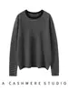 Otoño e Invierno Nuevo Cuello Redondo Rayado Contrastante Cachemira Tejido Camiseta Base Holgada Adelgazante Grueso Suéter Jersey para Mujer