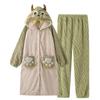 Traje de Camisón de Forro Polar Coral para Mujer Otoño e Invierno Largo Grueso Bata Albornoz Pijama Japonés Franela Ropa de Casa para Mujer
