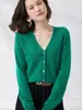 Top de tricô outono precoce estilo coreano suéter gola V base solta feminino cardigã curto cor sólida peça única dropshipping