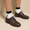 Nuevos zapatos europeos y americanos de primavera y otoño para mujer con cordones, punta redonda, de una sola capa, tacón cuadrado bajo, zapatos profesionales talla grande 40-43, zapatos de comercio exterior