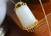 Plata de Ley S925 Incrustaciones Jade Natural Hetian Collar Nada Colgante Jaspe Incrustado Simple Moda Tecnología Dorada