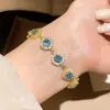 Pulsera Rombo Flor Zircón Bañada en Oro Real con Goteo de Aceite Lujo Accesible Pulsera de Gama Alta Moda y Exquisita Pulsera Elegante para Mujeres