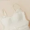 Top de tirantes de encaje para mujer con copas incorporadas, ajustado al cuerpo, adelgazante, espalda hermosa, lencería blanca fina sexy para usar fuera