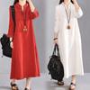 Vestido de lino y algodón de talla grande para mujer, otoño e invierno, nuevo, holgado, bordado, estilo Mori, retro, estilo étnico, manga larga, midi de lino