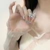 Lindo, dulce, divertido y juguetón anillo de diamantes de conejo, estilo coreano, dulce, femenino, todo en uno, anillo de dedo con apertura de nicho