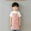 Delantal de Cocina para Niños de Algodón y Lino Rayado, Estilo Coreano, Transpirable, para Trabajo, Catering, Logo Personalizado