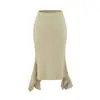 Falda midi de verano para mujer, estilo vintage, elástica, asimétrica, de cola de pez, con cintura elástica, elegante y con estilo