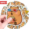 50 pegatinas de capibara de celebridad de Internet de compra directa transfronteriza, lindas pegatinas de capibara con graffiti creativo para equipaje y cuadernos