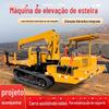 Guindaste de Caminhão Montado sobre Esteiras, Guindaste de Esteira para Movimentação de Árvores de Jardim, Guindaste Quatro em Um Personalizado e Veículo Tudo-em-Um de Transporte para Geração de Energia Fotovoltaica
