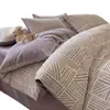 Conjunto de Quatro Peças Espesso 100% Algodão Puro Escovado Outono e Inverno Lençol de Elástico Estampa Floral Fresca Conjunto de Três Peças para Dormitório Estudantil