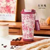 Caneca Térmica Modelo Novo 2026 para Meninas, Caneca de Café com Opções Duplas de Beber, Copo de Água de Grande Capacidade, Copo de Viagem Portátil com Canudo, Caneca de Cerâmica