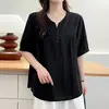 Camiseta de verano elegante para mamá, top liso de manga corta holgado para mujeres de mediana edad y mayores, ropa de moda para la abuela