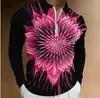 Camisa polo de manga larga con cremallera para hombre, europea y americana, nueva para otoño e invierno, con estampado digital, polo a rayas casual
