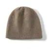 Chapéu de Cashmere 100% de Camada Dupla para Outono e Inverno, Versátil e Quente, Chapéu de Tricô para Circunferência de Cabeça Grande, Gorro Jacquard com Proteção de Orelha