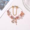 Pulsera de Vidrio Oro Rosa Brillante Estilo Ins, Pulsera Pastoral DIY con Cuentas de Flores, Pulsera de Cuentas Estilo Dulce